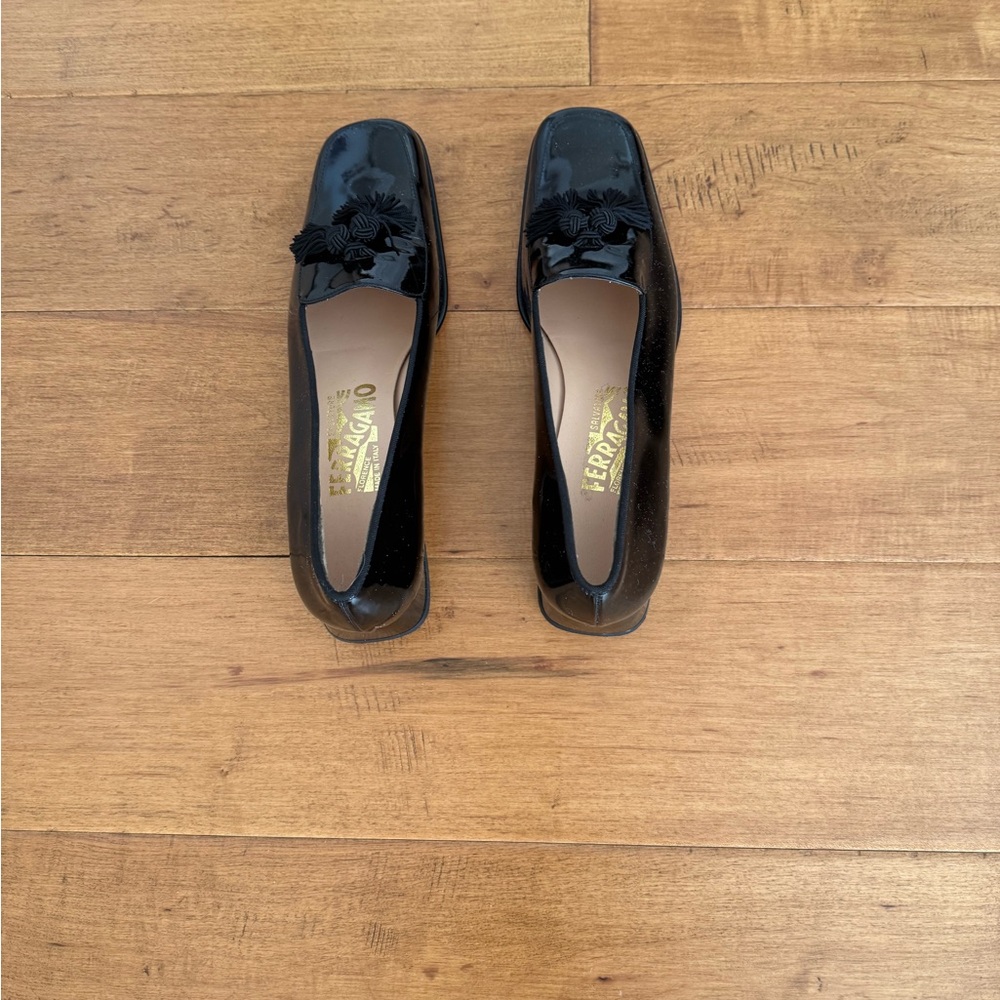 Salvatore Ferragamo Black Patent Leather loafers. New!
